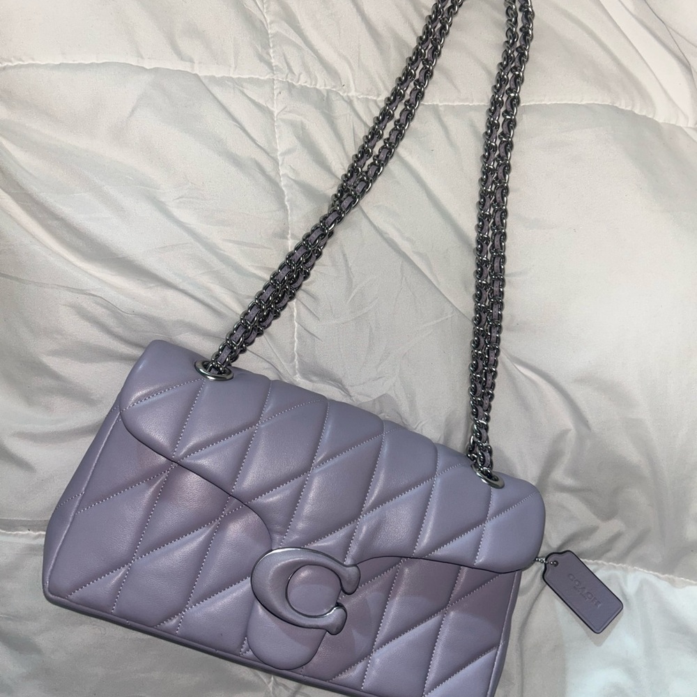 Quilted Leather Shoulder Bag - Purple